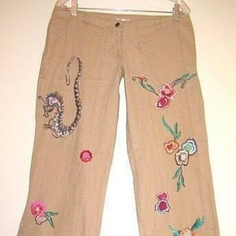Vintage  Hip Hugger Embroidered Pants